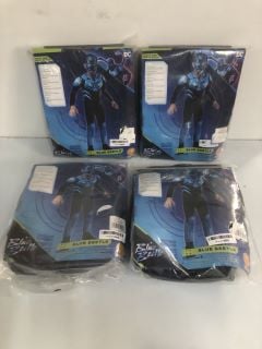 4 X BLUE BEETLE CHILD COSTUMES - SIZE: 11-13YRS & 9-10YRS