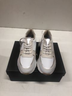 MINT VELVET NALA CREAM LEATHER TRAINERS UK SIZE: 5