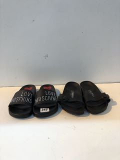 2 X SLIDERS INC LOVE MOSCHINO SLIDERS SIZE: UK 6