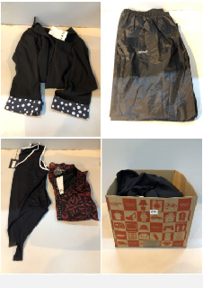 BOX OF CLOTHES IN VARIOUS SIZES AND DESIGNS