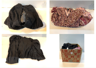 BOX OF CLOTHES IN VARIOUS SIZES AND DESIGNS