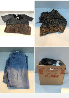 BOX OF CLOTHES IN VARIOUS SIZES AND DESIGNS