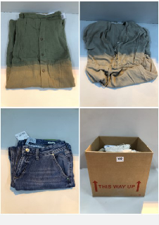 BOX OF CLOTHES IN VARIOUS SIZES AND DESIGNS