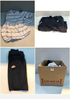 BOX OF CLOTHES IN VARIOUS SIZES AND DESIGNS