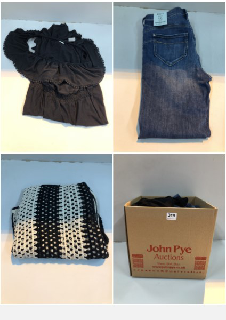 BOX OF CLOTHES IN VARIOUS SIZES AND DESIGNS