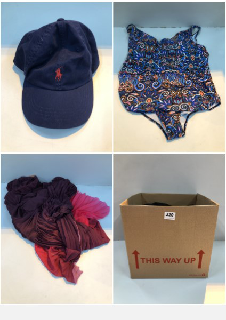 BOX OF CLOTHES IN VARIOUS SIZES AND DESIGNS