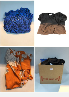 BOX OF CLOTHES IN VARIOUS SIZES AND DESIGNS