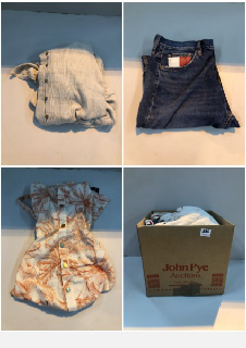 BOX OF CLOTHES IN VARIOUS SIZES AND DESIGNS