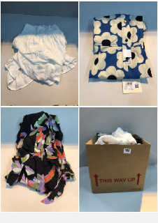 BOX OF CLOTHES IN VARIOUS SIZES AND DESIGNS