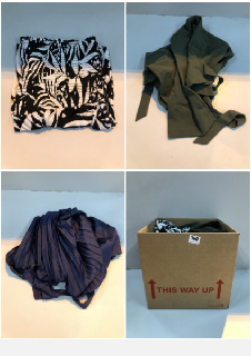 BOX OF CLOTHES IN VARIOUS SIZES AND DESIGNS