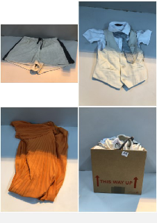 BOX OF CLOTHES IN VARIOUS SIZES AND DESIGNS