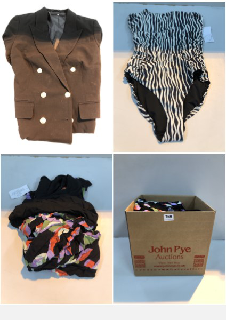 BOX OF CLOTHES IN VARIOUS SIZES AND DESIGNS