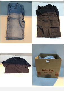 BOX OF CLOTHES IN VARIOUS SIZES AND DESIGNS