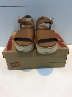 FITFLOP ELOISE ESPADRILLE LEATHER BACK-STRAP WEDGE SANDALS UK SIZE: 3