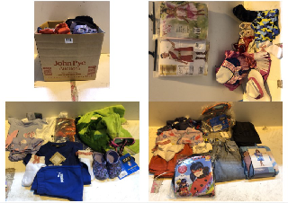 BOX OF CLOTHES IN VARIOUS SIZES AND DESIGNS