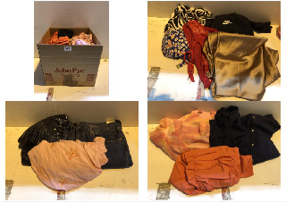 BOX OF CLOTHES IN VARIOUS SIZES AND DESIGNS