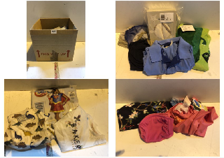 BOX OF CLOTHES IN VARIOUS SIZES AND DESIGNS