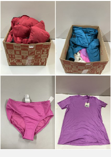 BOX OF CLOTHES IN VARIOUS SIZES AND DESIGNS