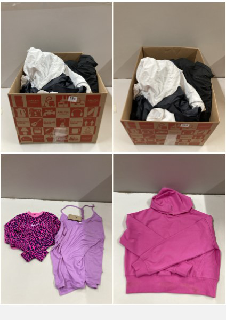 BOX OF CLOTHES IN VARIOUS SIZES AND DESIGNS