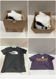 BOX OF CLOTHES IN VARIOUS SIZES AND DESIGNS