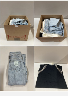 BOX OF CLOTHES IN VARIOUS SIZES AND DESIGNS