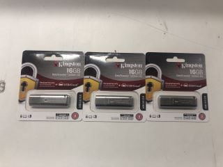 3 X KINGSTON TECHNOLOGY 16GB DATA TRAVELER LOCKER + G3