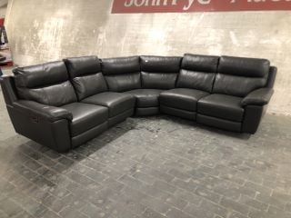 GRACE GREY LEATHER 5 SEATER CORNER SOFA - RRP £1499 (MISSING LEGS)