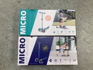 2 X MI-CRO MINI DELUXE SCOOTERS