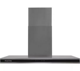 RUSSELL HOBBS 90CM BLACK GLASS & DARK STEEL T SHAPED CHIMNEY HOOD