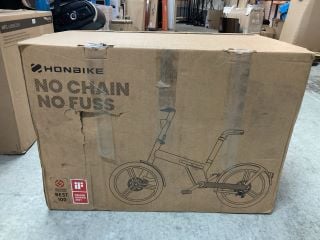 HONBIKE ELECTRIC FOLDING E-BIKE IN BLACK RRP £1,900.00 (WITH BATTERY, WITH CHARGER) (COLLECTION FROM SITE ONLY)