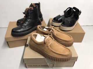 THREE PAIRS OF BOXED DESIGNER SHOES TO INCLUDE CLARKS SIZE 41