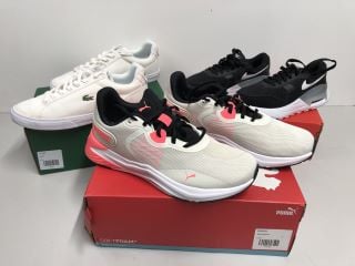 THREE PAIRS OF TRAINERS TO INCLUDE LACOSTE SIZE 9