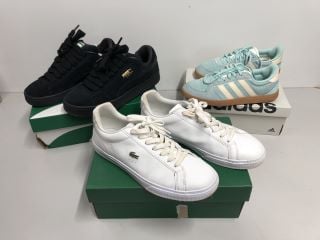 THREE PAIRS OF TRAINERS TO INCLUDE ADIDAS SIZE 6