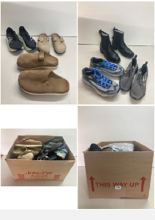 A BOX OF VARIOUS UNBOXED PAIRS OF FOOTWEAR