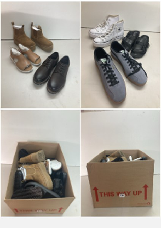 A BOX OF VARIOUS UNBOXED PAIRS OF FOOTWEAR