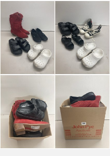 A BOX OF VARIOUS UNBOXED PAIRS OF FOOTWEAR