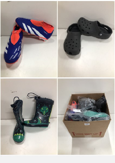 A BOX OF VARIOUS UNBOXED PAIRS OF FOOTWEAR