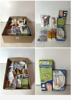 A BOX OF VARIOUS MEDICAL SUPPLIES TO INCLUDE TOE SPREADERS