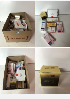 A BOX OF VARIOUS MEDICAL SUPPLIES TO INCLUDE FACIAL PEELING GEL