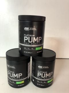 3 X TUBS OF PLATINUM PUMP PRE WORKOUT FORMULA