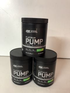 3 X TUBS OF PLATINUM PUMP PRE WORKOUT FORMULA