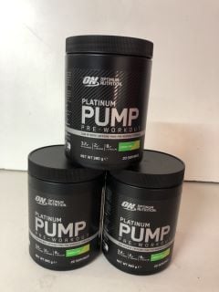 3 X TUBS OF PLATINUM PUMP PRE WORKOUT FORMULA