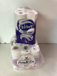 2 BALES OF TOILET TISSUE TO INCLUDE VELVET