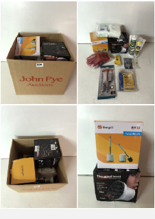 BOX OF BEAUTY AND HEALTHCARE PRODUCTS TO INCLUDE BEAUTY SALON WIND HOOD