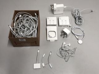 BOX OF VARIOUS APPLE CABLES AND CHARGERS