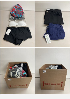 A BOX OF MEN'S AND WOMEN'S VARIOUS UNSEALED CLOTHING ITEMS