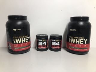 TWO TUBS OF WHEY AND TWO TUBS OF PRE WORKOUT SUPPLEMENT