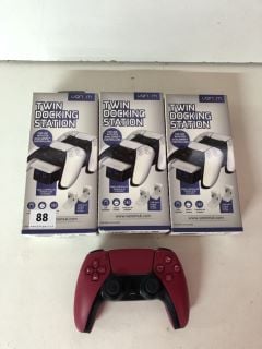 PLAYSTATION 5 DUAL SENSE CONTROLLER AND THREE TWIN DOCKING STATIONS