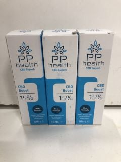 3 X PP HEALTH CBD SUPERB 15% 10ML BOTTLES