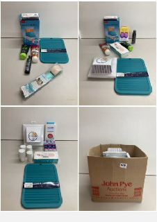 BOX OF HEALTHCARE AND BEAUTY PRODUCTS TO INCLUDE COOLING SHAVING GEL